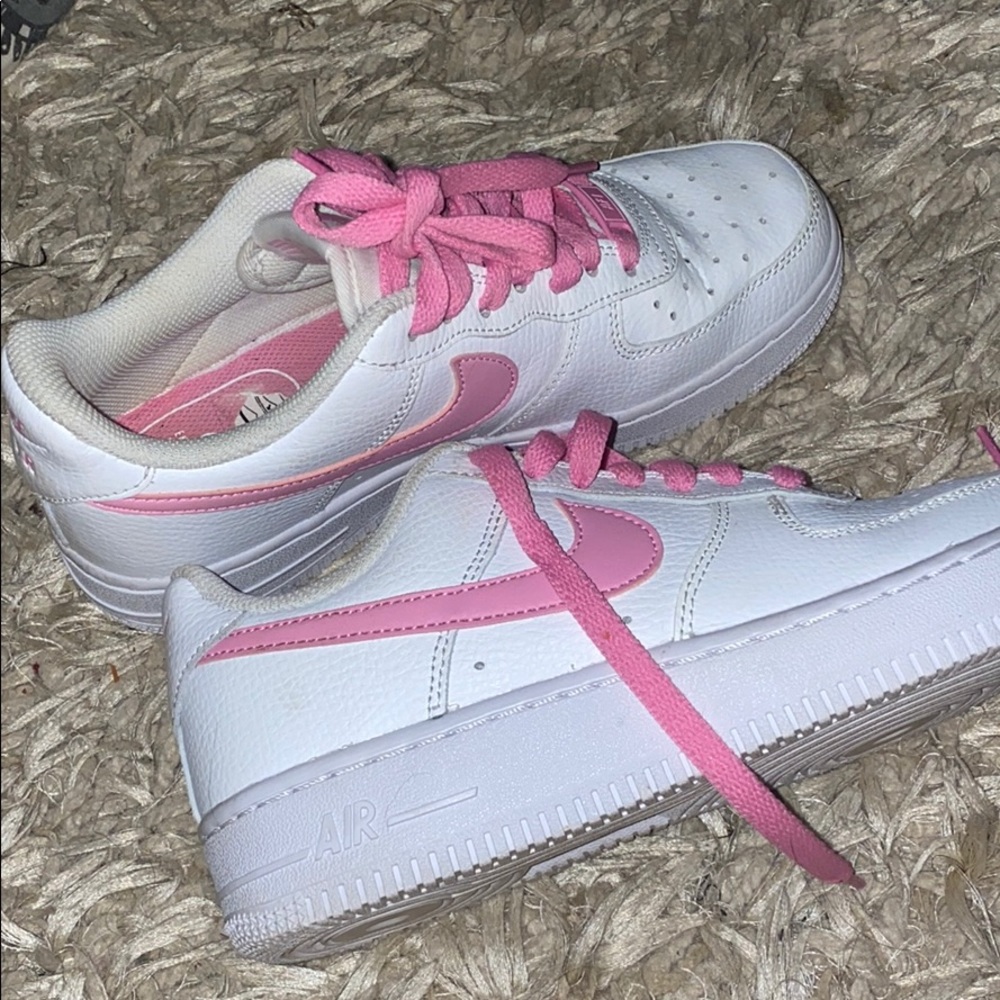 Pink and White Nike Air Force Ones